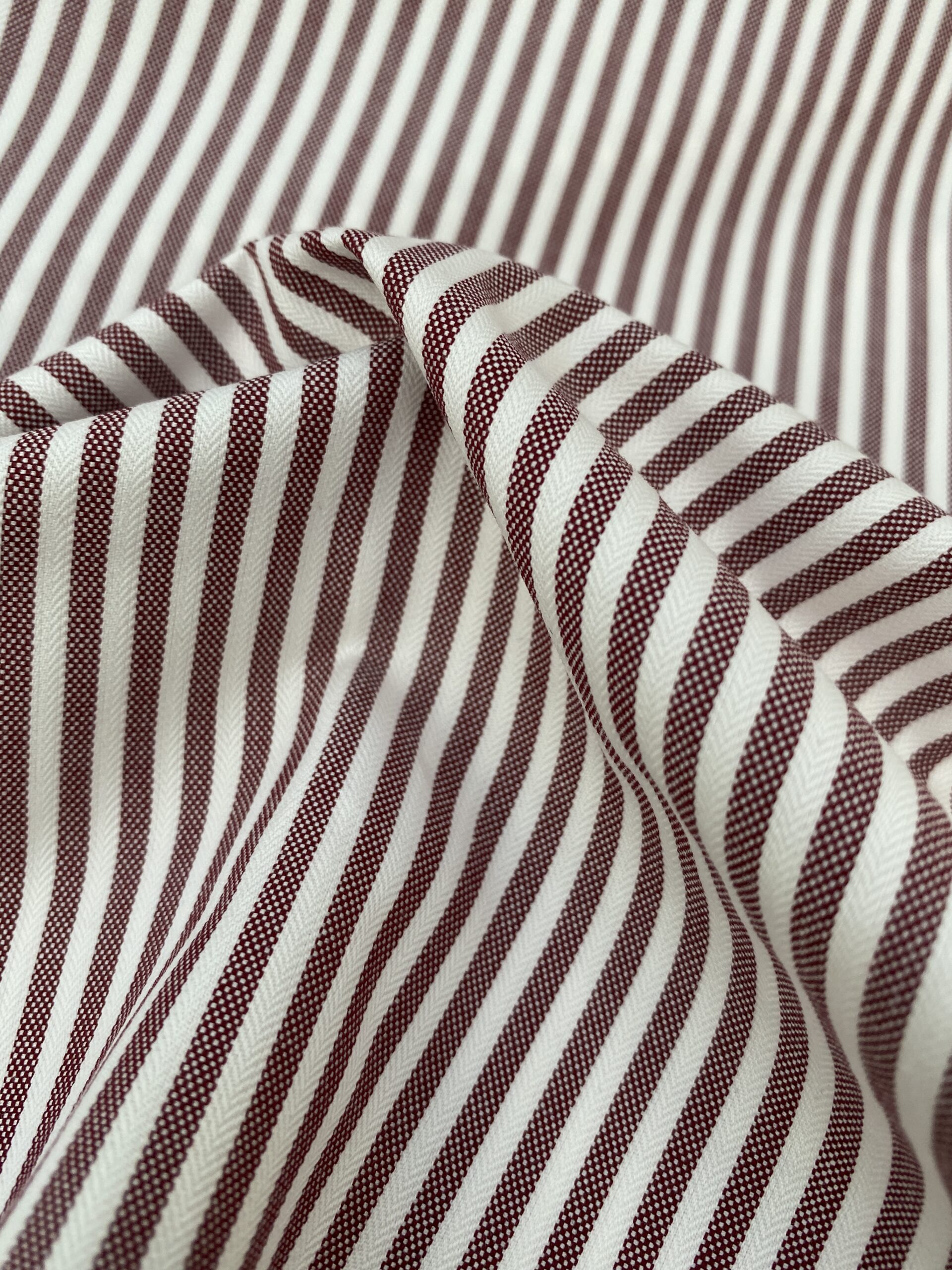 Ex designer oxford stripe cotton wine - Simply Fabrics