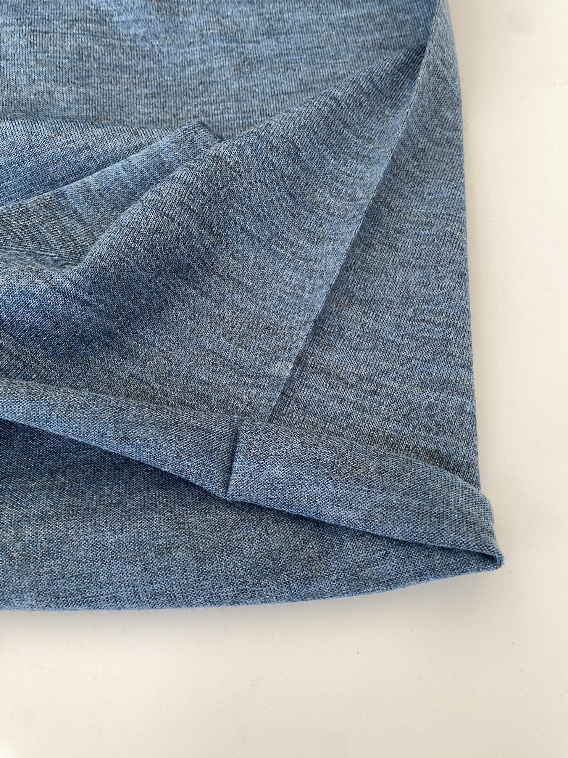 Deadstock blue melange wool jersey - Simply Fabrics