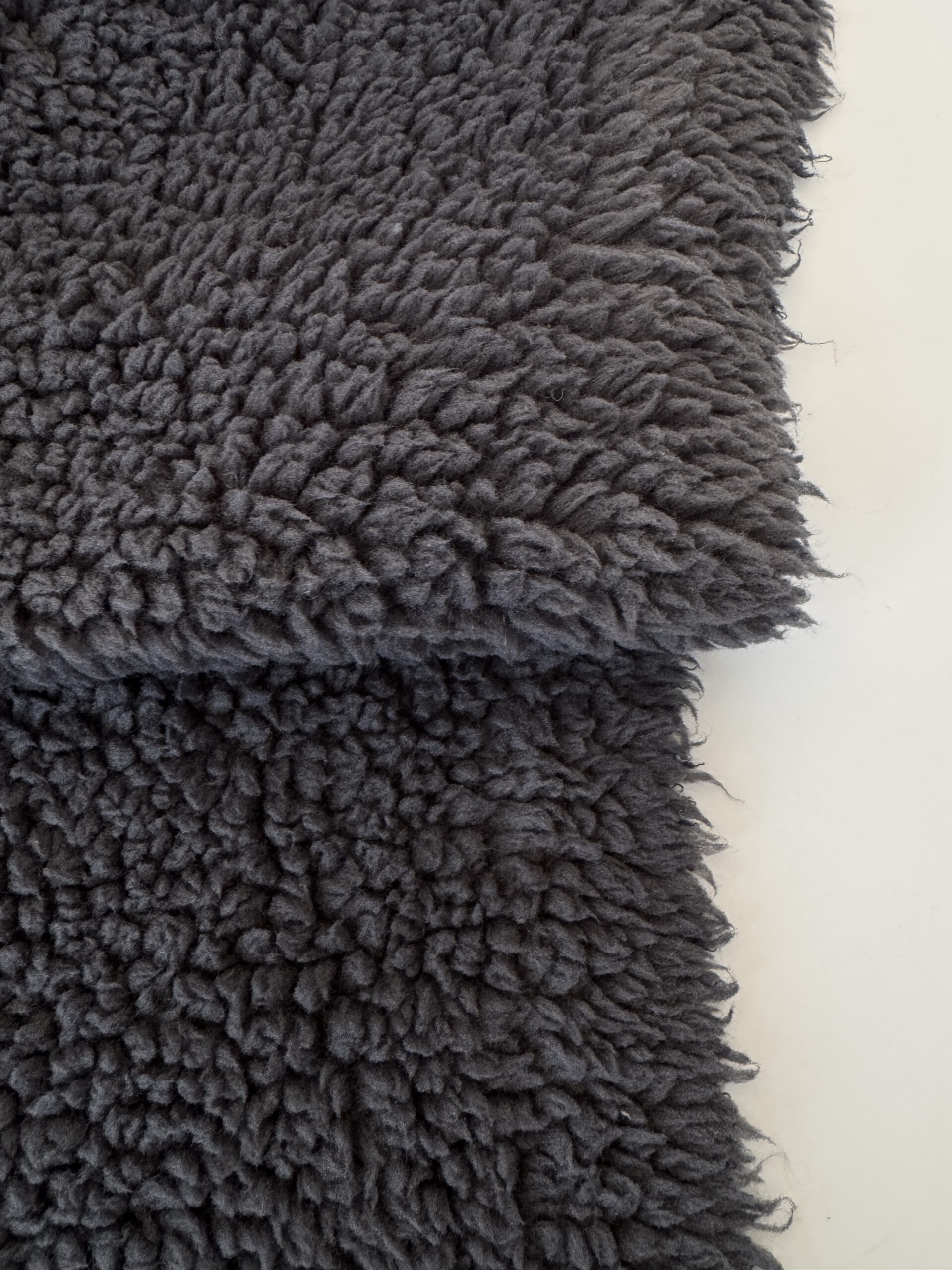 Deadstock dark grey sherpa fleece - Image 2